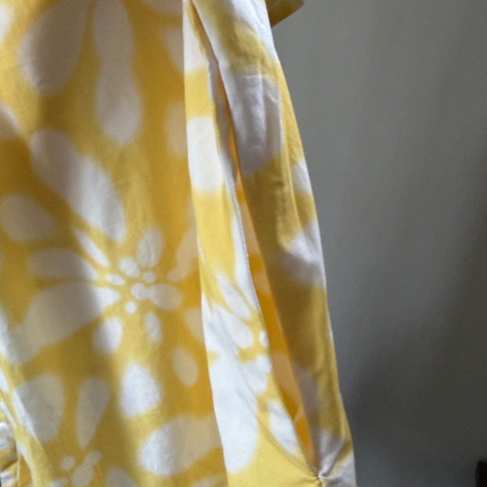 Banana Republic Poplin Floral Halter Dress M Yellow White Ruffle Pockets Coastal - Picture 9 of 13
